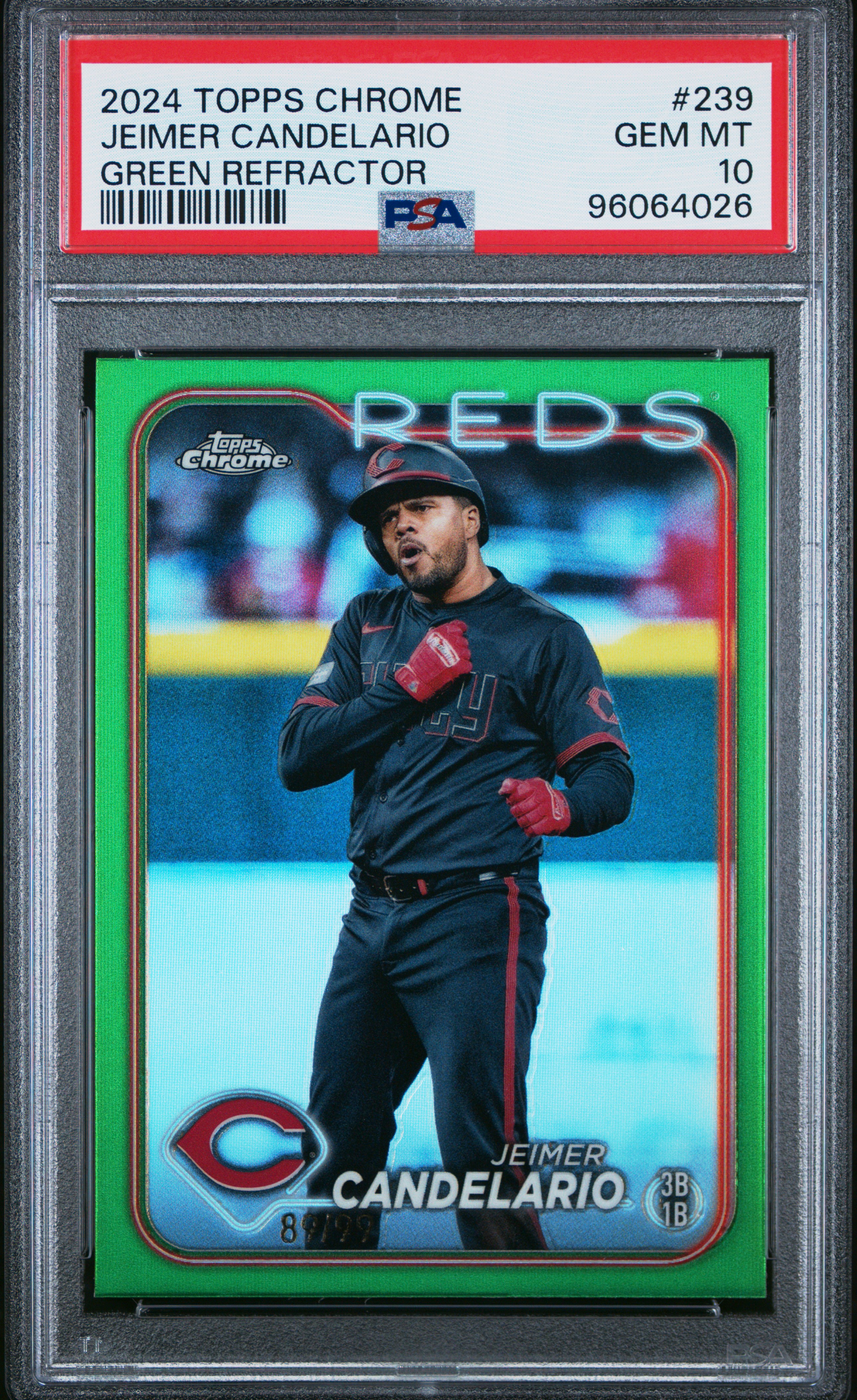 2024 Topps Chrome Jeimer Candelario #239 (Green Refractor) Gem Mt 10 back