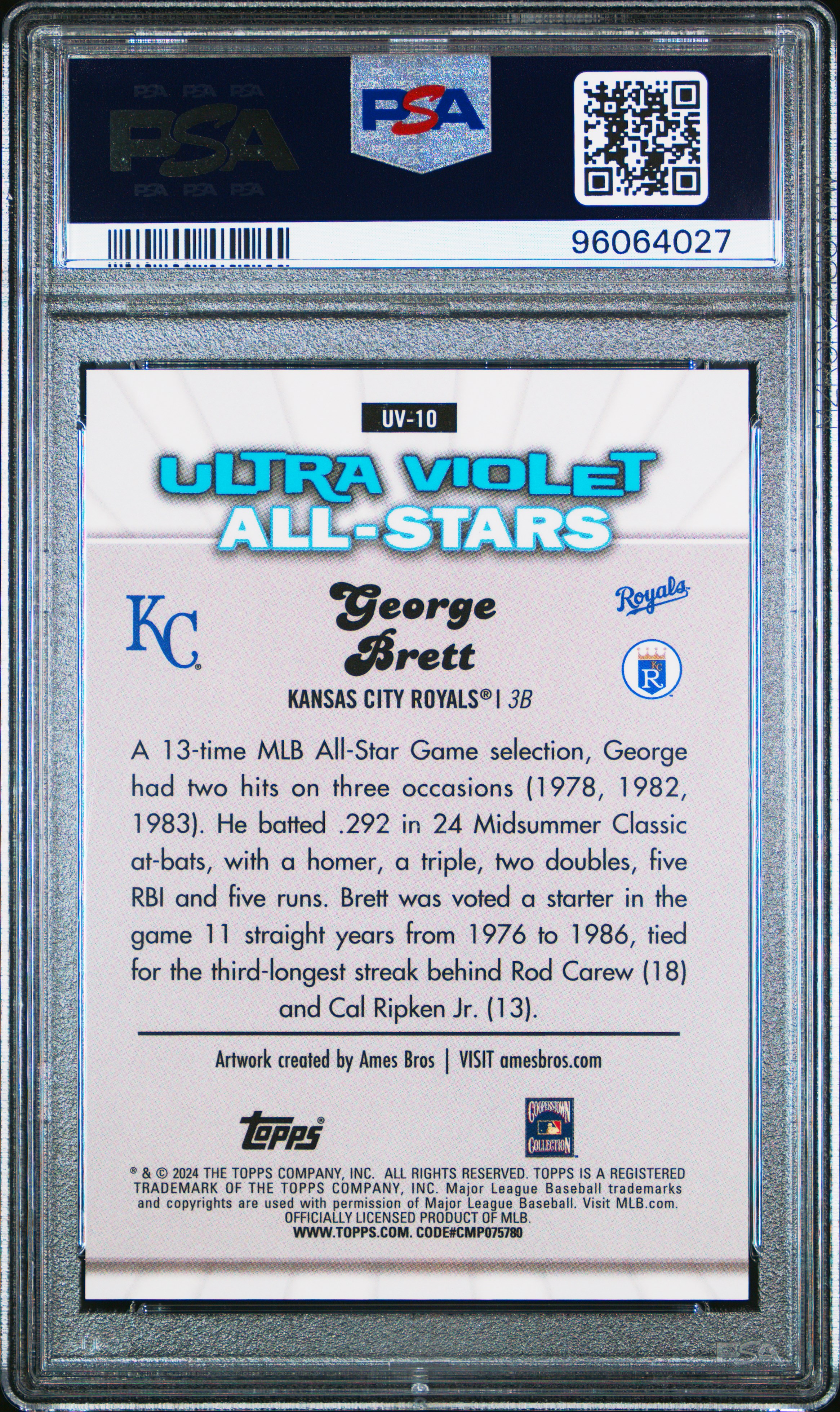 2024 Topps Chrome Ultraviolet All-Stars George Brett #Uv10 (Ultraviolet As-Green Ref) Mint 9 front