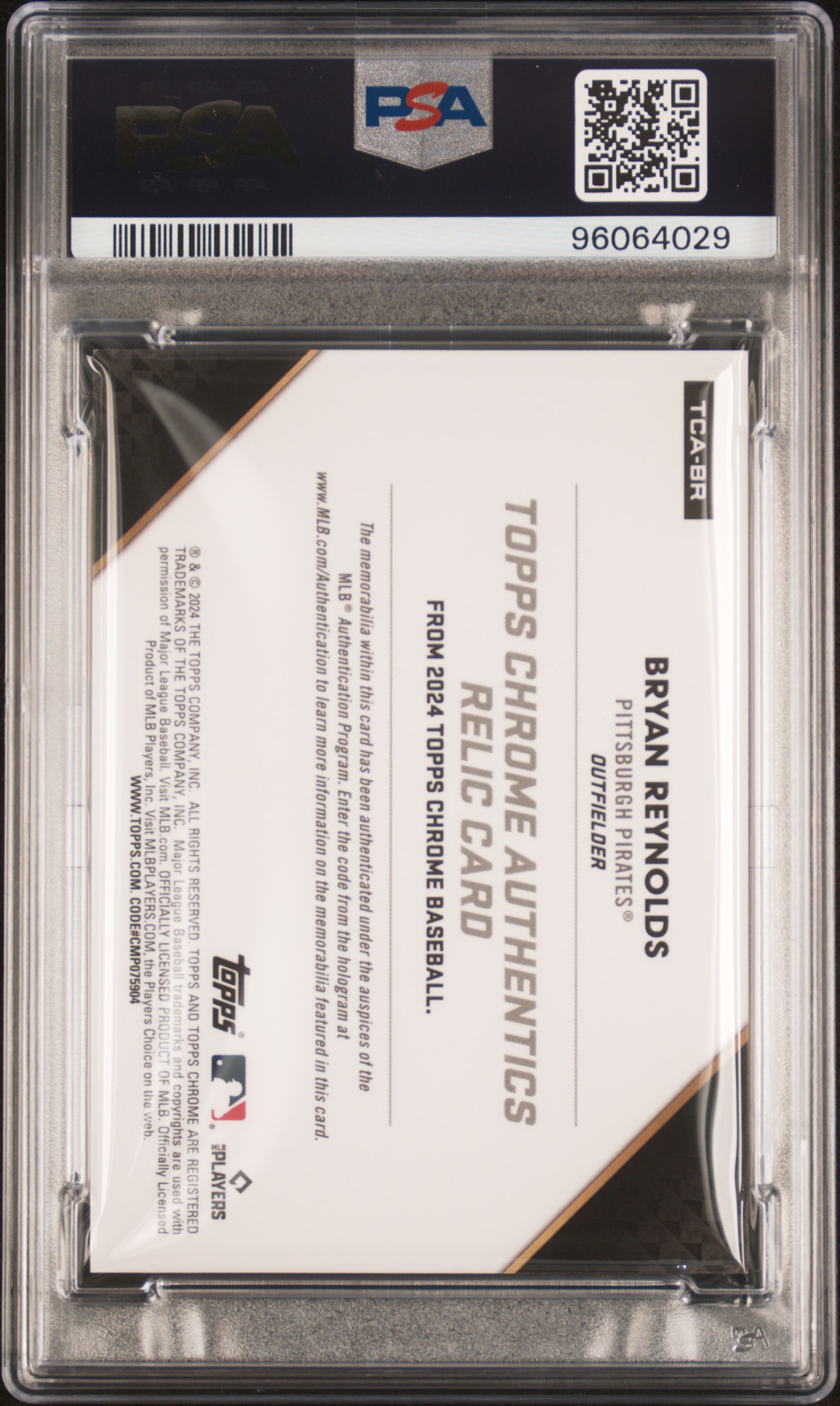 2024 Topps Chrome Topps Chrome Authentics Relics Bryan Reynolds #Tcabr Mint 9 front