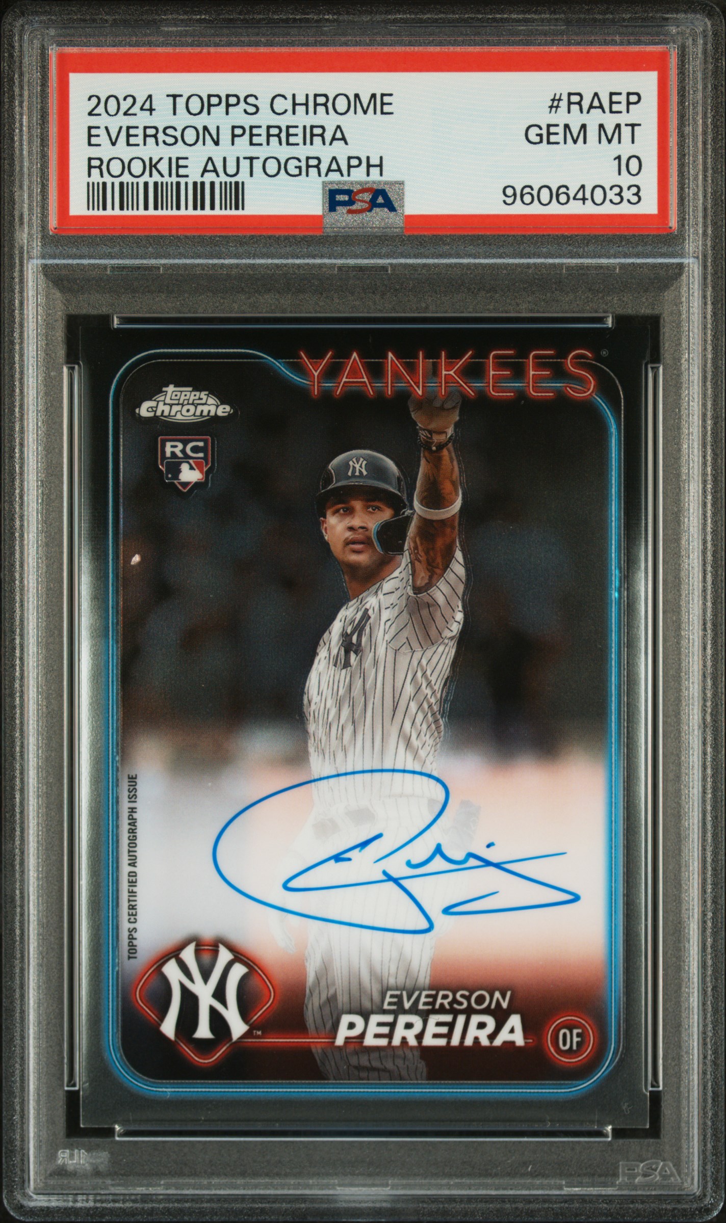 2024 Topps Chrome Rookie Autographs Everson Pereira #Raep Gem Mt 10 back