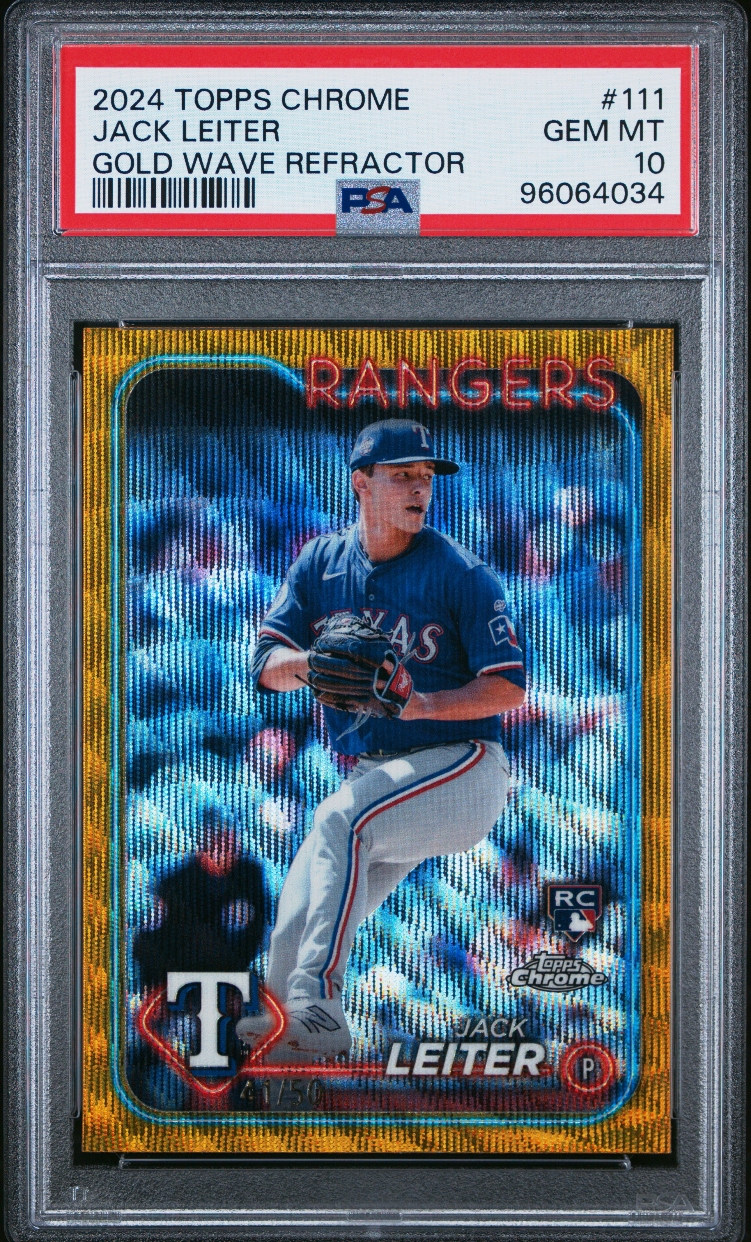 2024 Topps Chrome Jack Leiter #111 (Gold Wave) Gem Mt 10 back