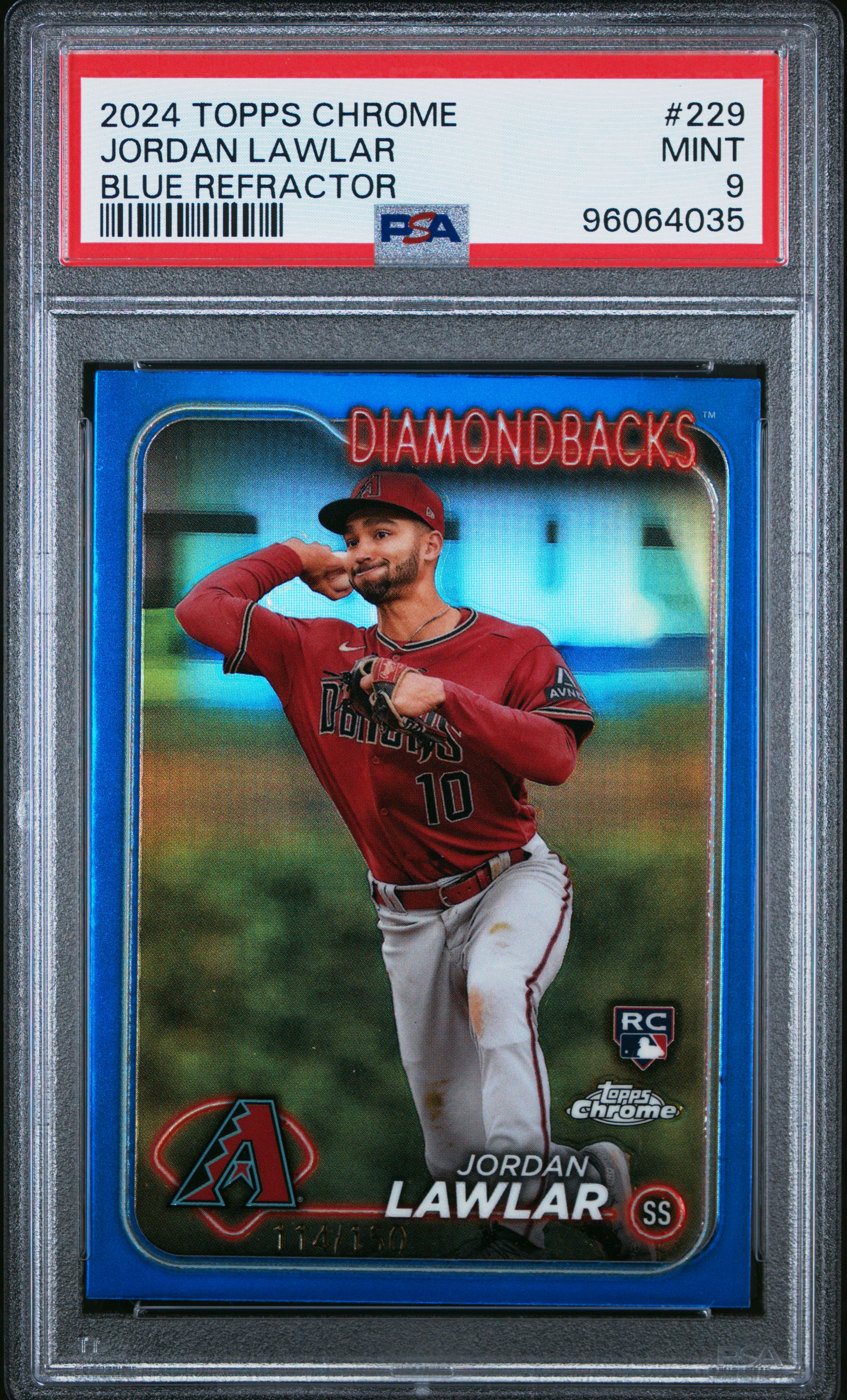 2024 Topps Chrome Jordan Lawlar #229 (Blue Refractor) Mint 9 back