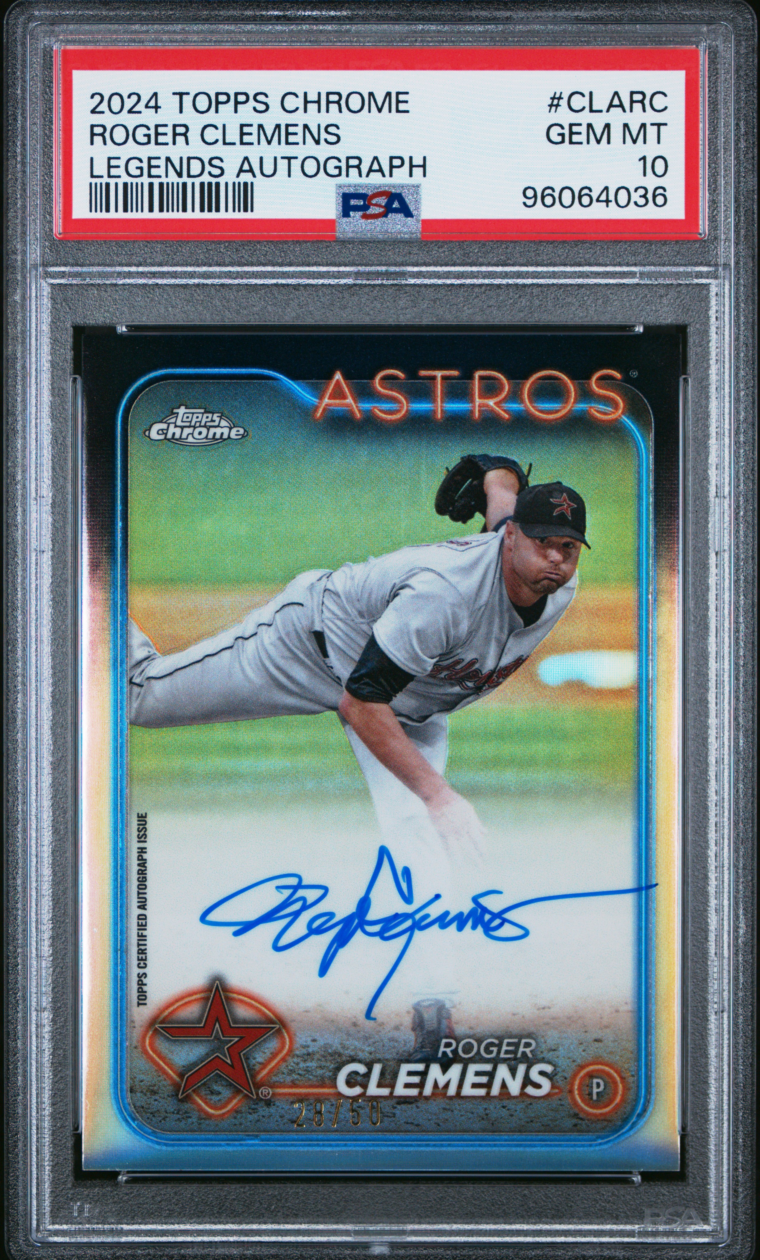 2024 Topps Chrome Chrome Legends Autographs Roger Clemens #Clarc Gem Mt 10 back