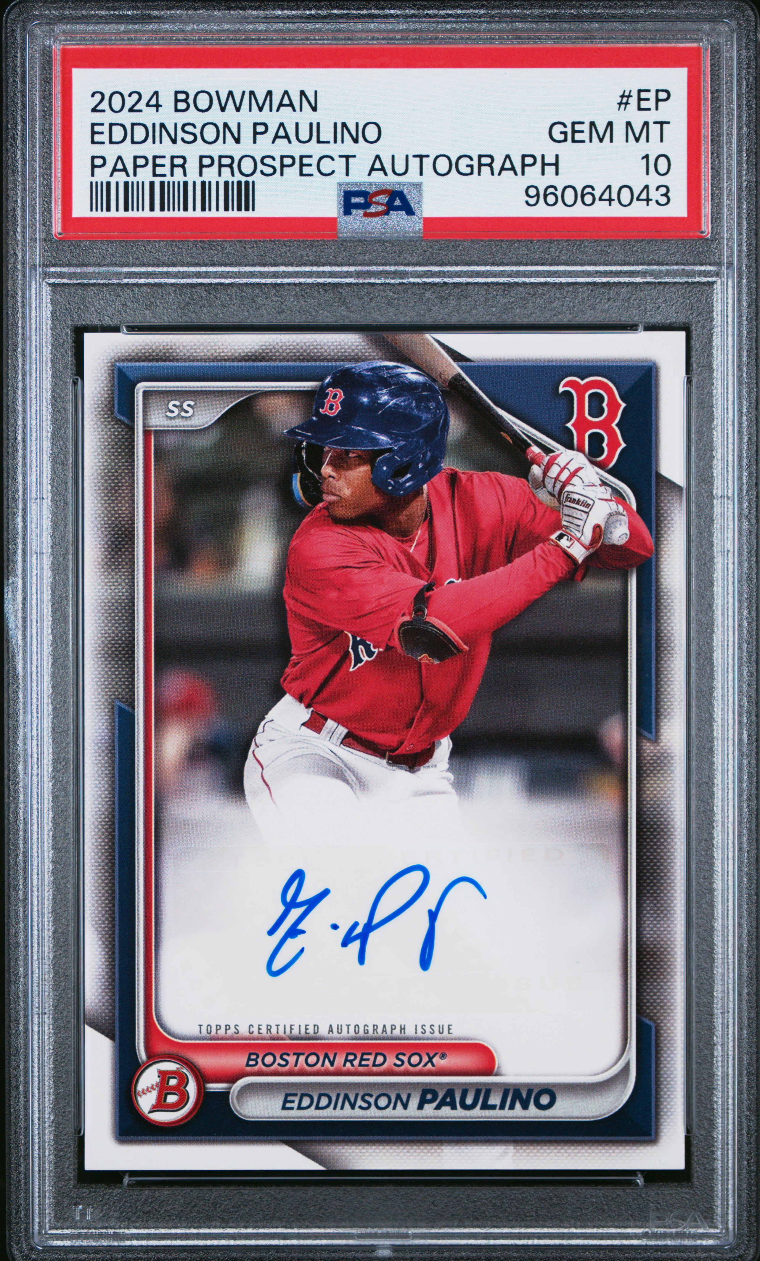 2024 Bowman Paper Prospect Autographs Eddinson Paulino #Ep Gem Mt 10 back
