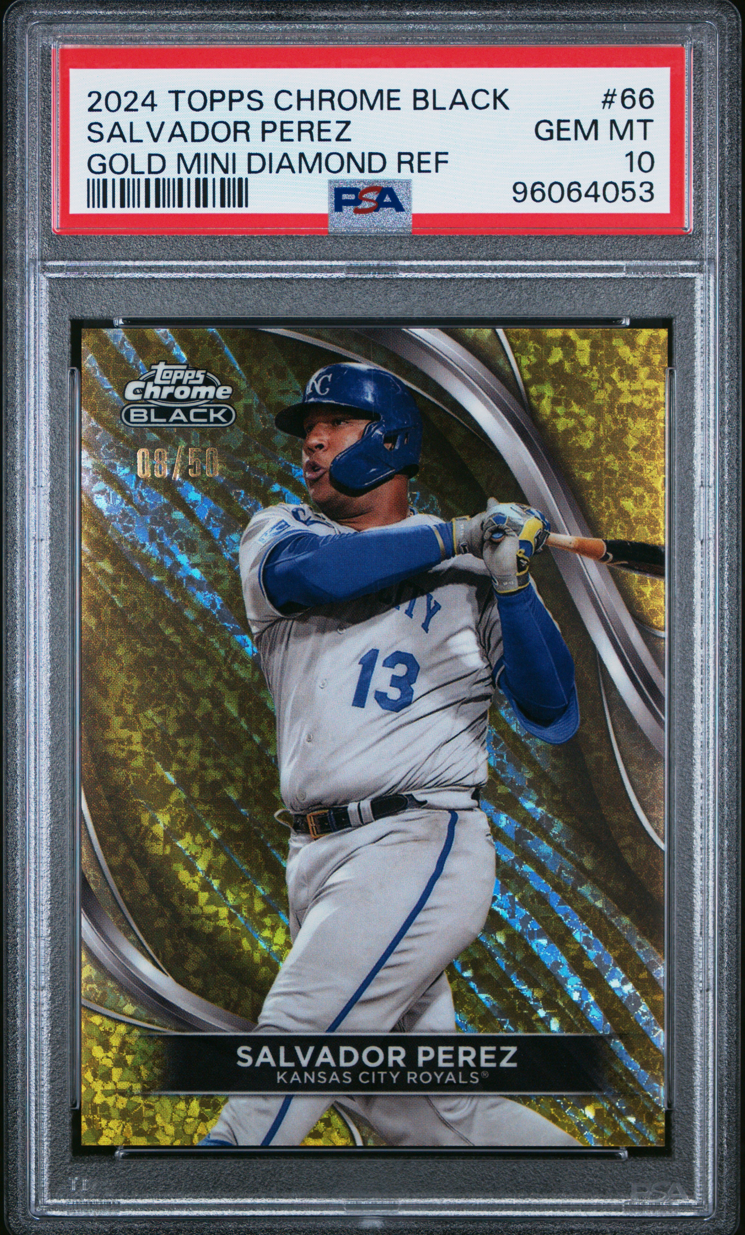 2024 Topps Chrome Black Salvador Perez #66 (Gold Mini Diamond Ref) Gem Mt 10 back