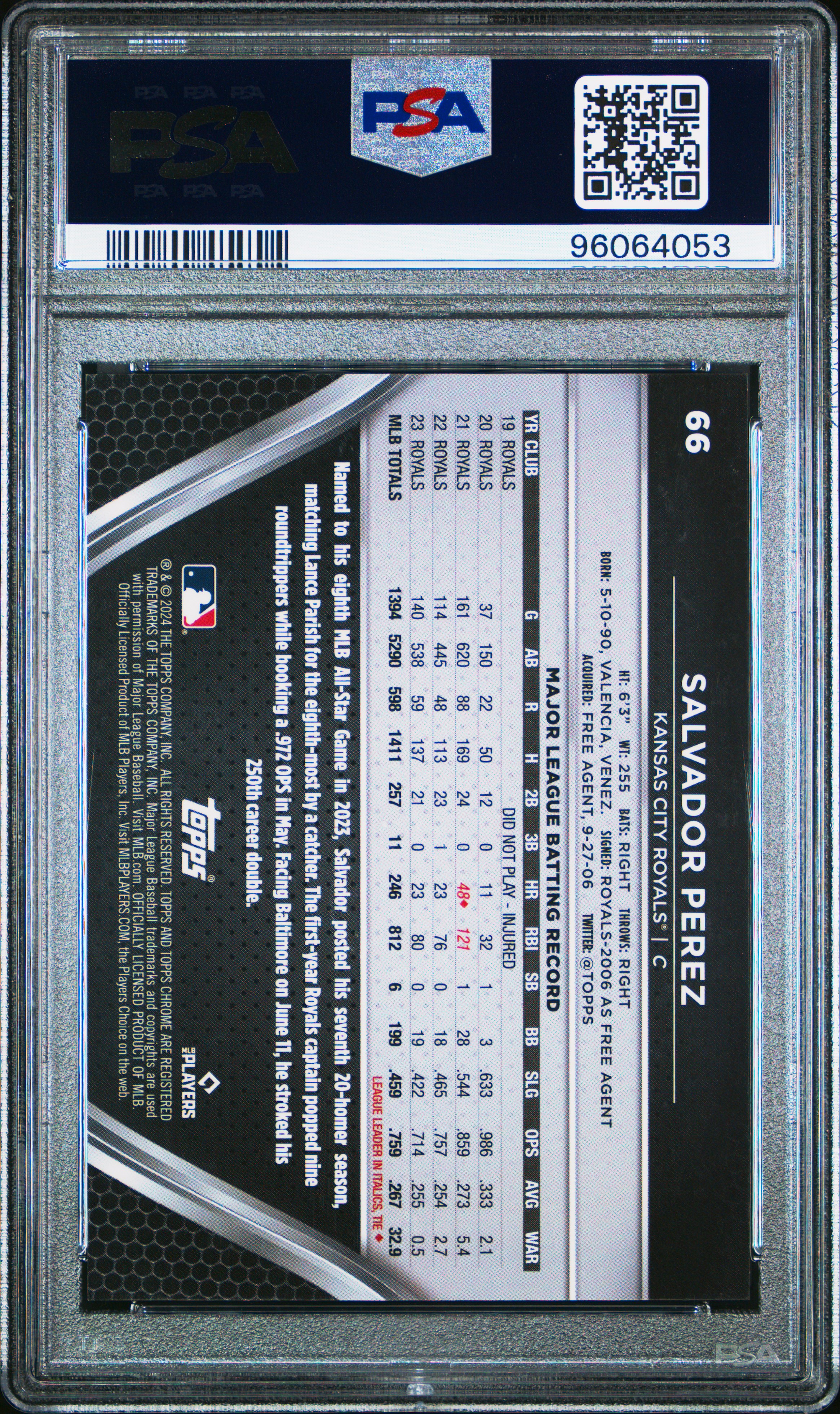 2024 Topps Chrome Black Salvador Perez #66 (Gold Mini Diamond Ref) Gem Mt 10 front