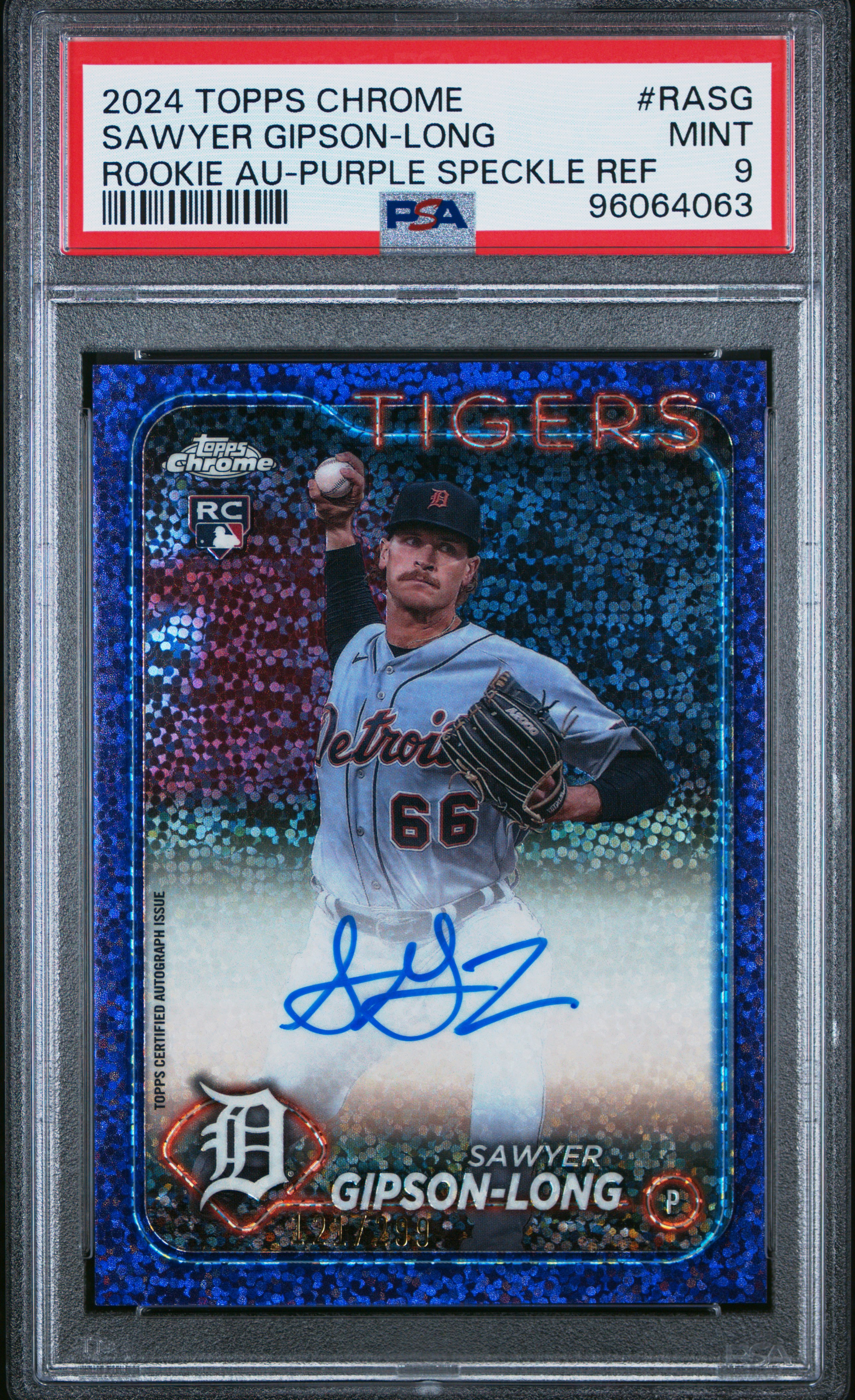 2024 Topps Chrome Rookie Autographs Sawyer Gipson-Long #Rasg (Rookie Au-Purple Speckle Ref) Mint 9 back