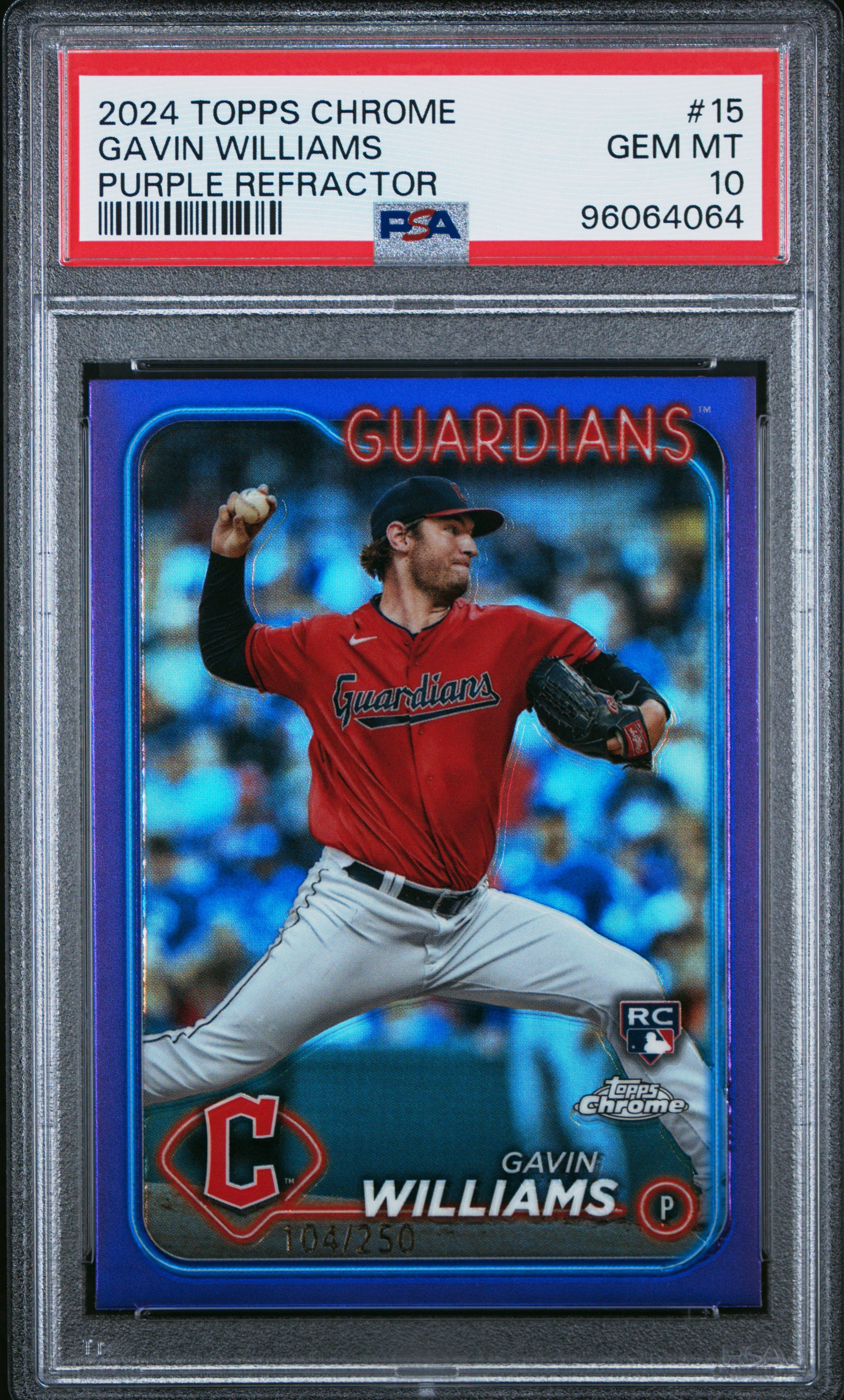 2024 Topps Chrome Gavin Williams #15 (Purple Refractor) Gem Mt 10 back