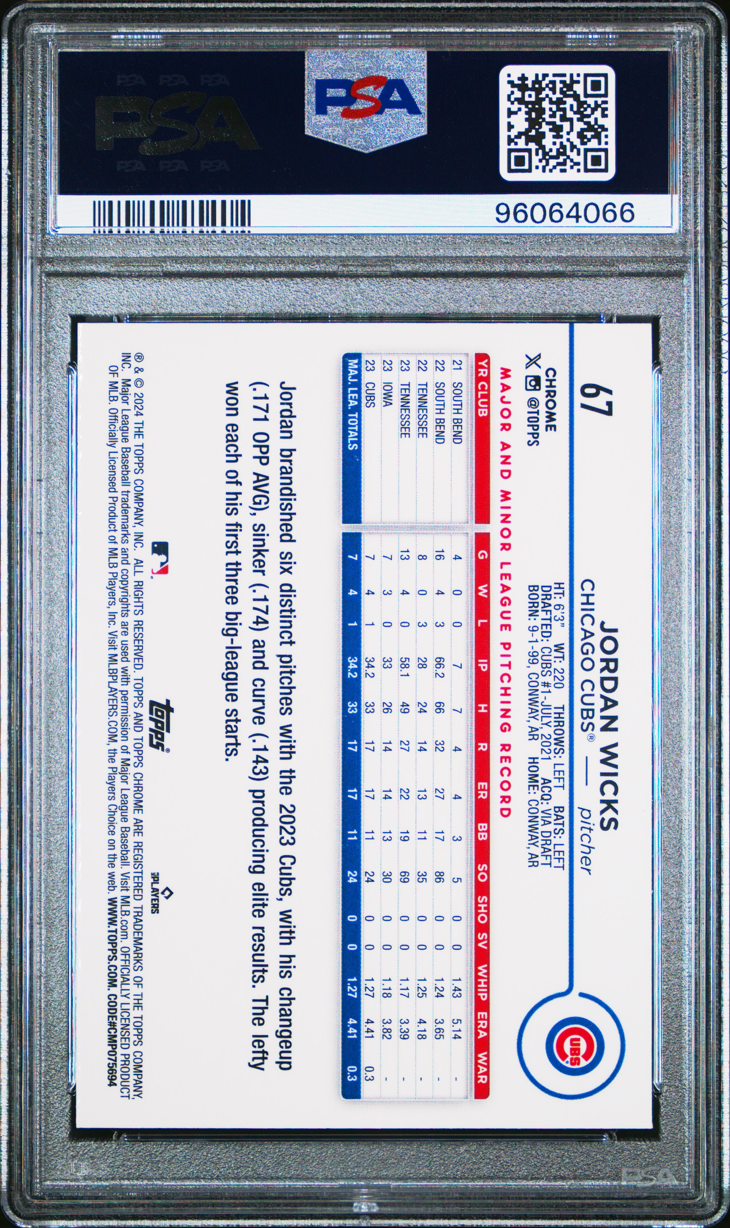 2024 Topps Chrome Jordan Wicks #67 (Blue Wave) Nm-Mt 8 front