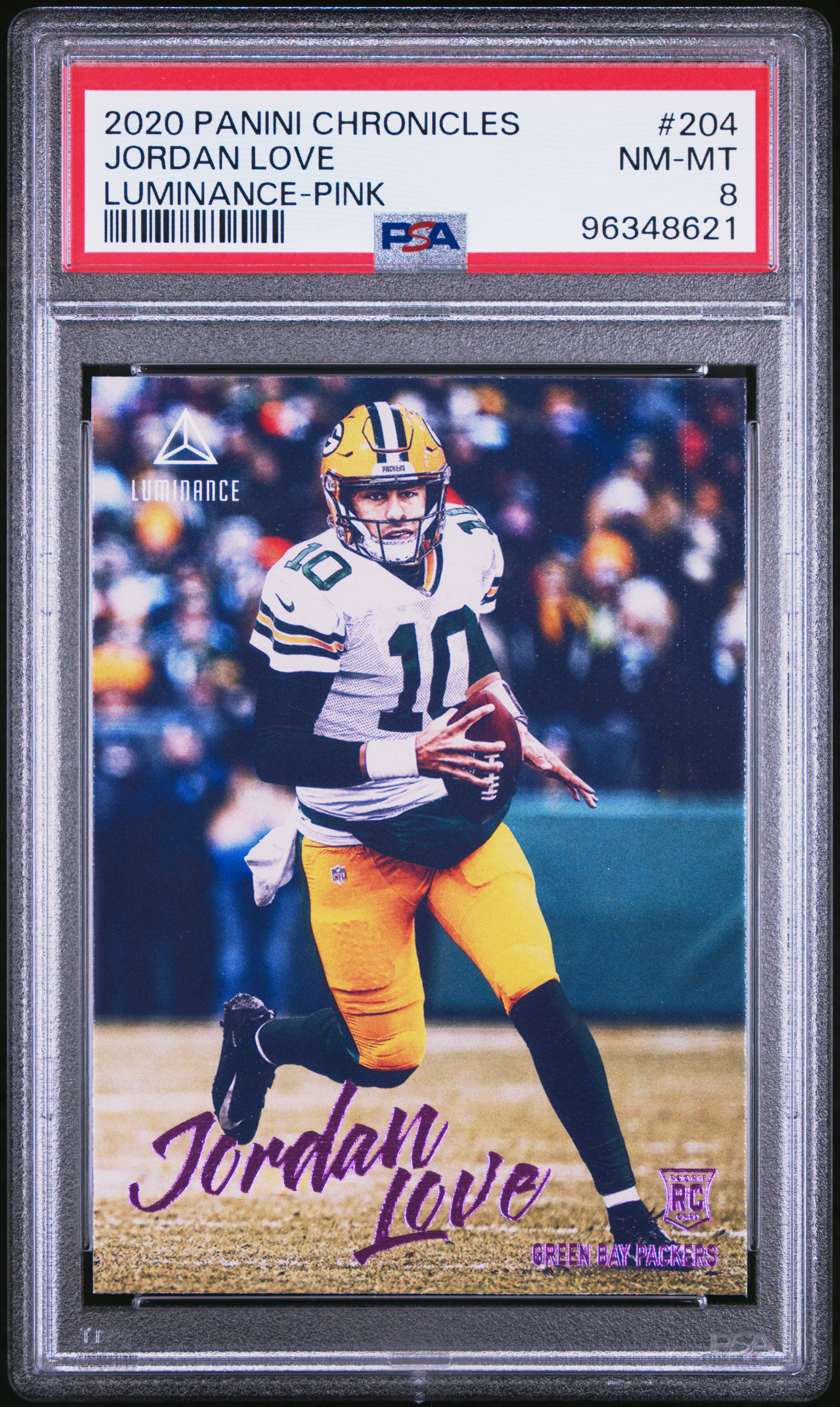 2020 Panini Chronicles Luminance Jordan Love #204 (Luminance-Pink) Nm-Mt 8 front