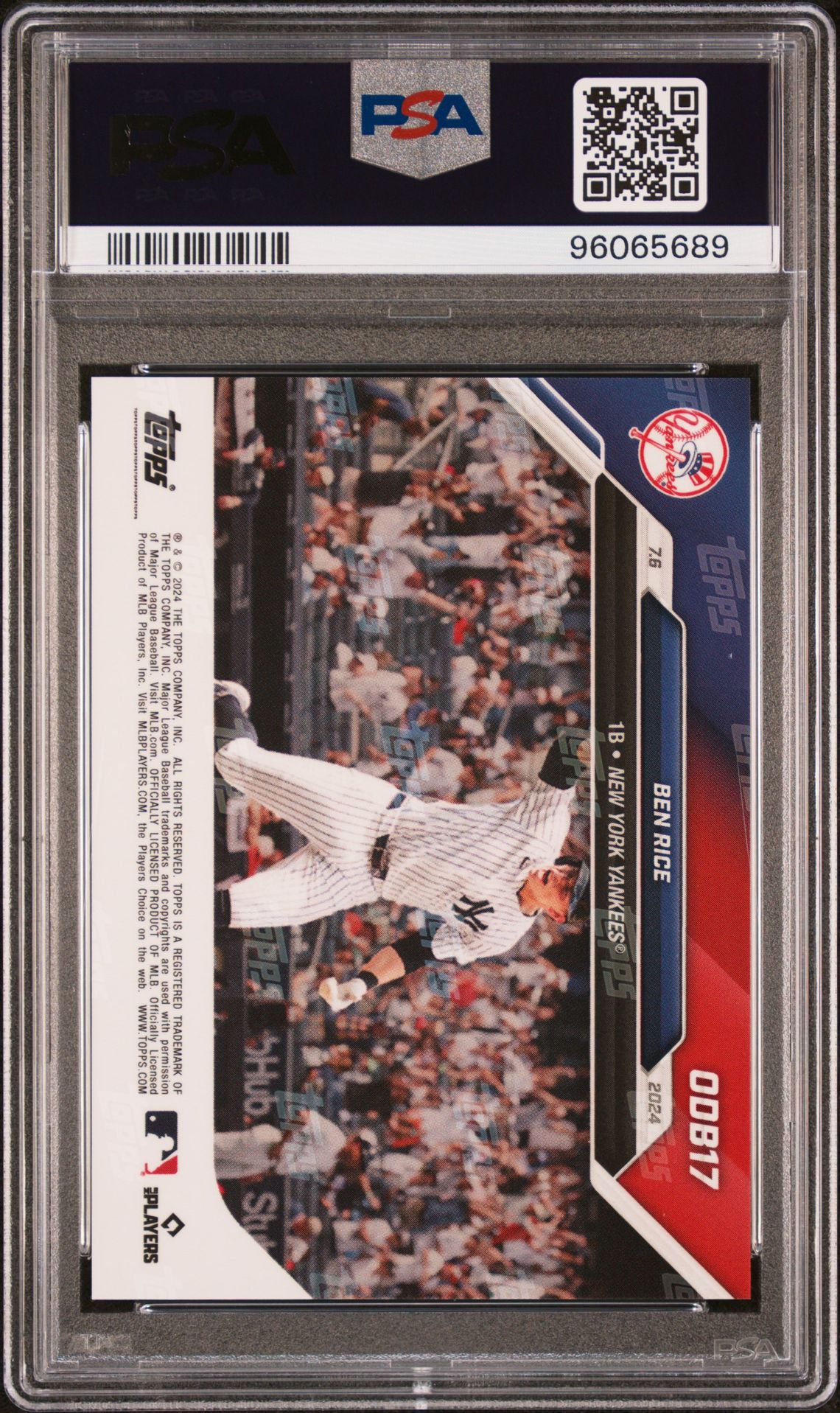 2024 Topps Now Road To Opening Day Bonus Ben Rice #Odb17 Gem Mt 10 back