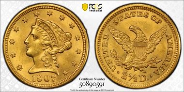 1907 $2.50 MS63