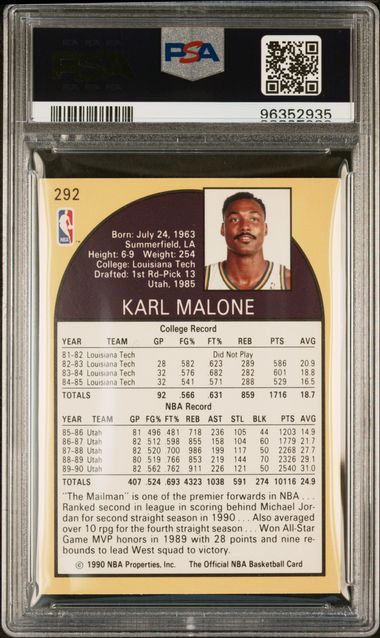 1990 Hoops Karl Malone #292 Nm-Mt 8 back
