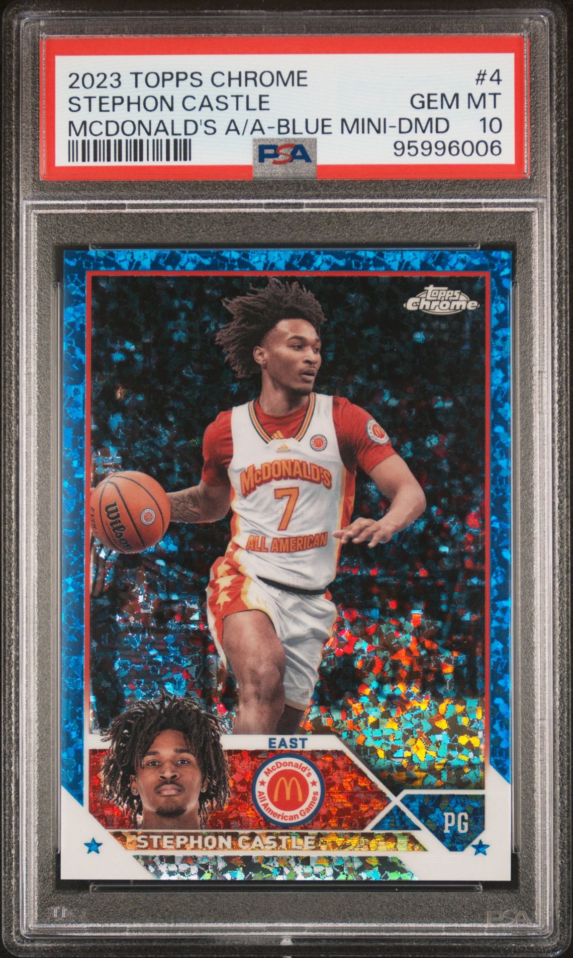 2023 Topps Chrome TOPPS CHROME MCDONALD'S ALL-AMERICAN MCDONALD'S A/A-BLUE MINI-DMD #4 Stephon Castle front