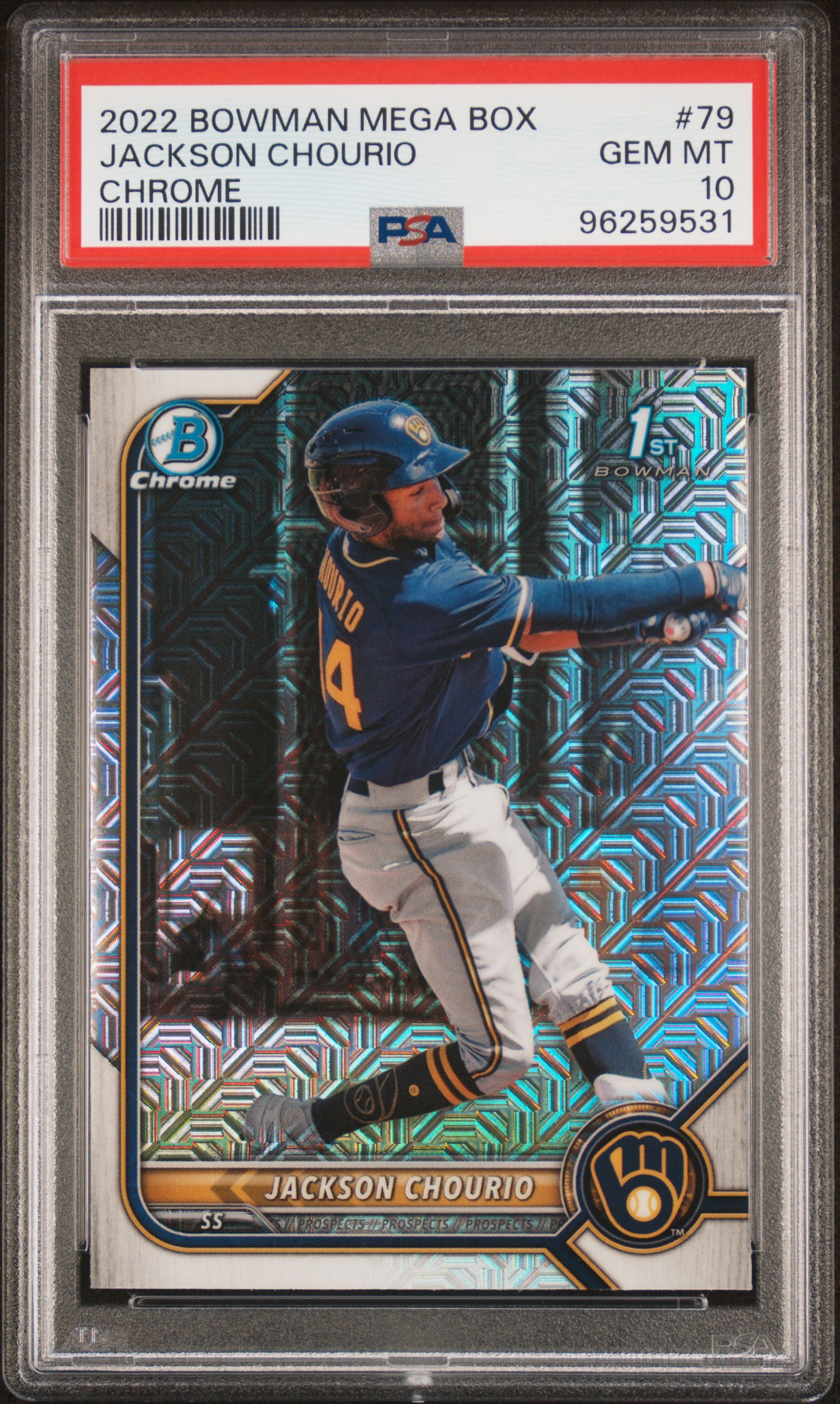 2022 Bowman Mega Box Chrome Jackson Chourio #79 (Chrome) Gem Mt 10 front