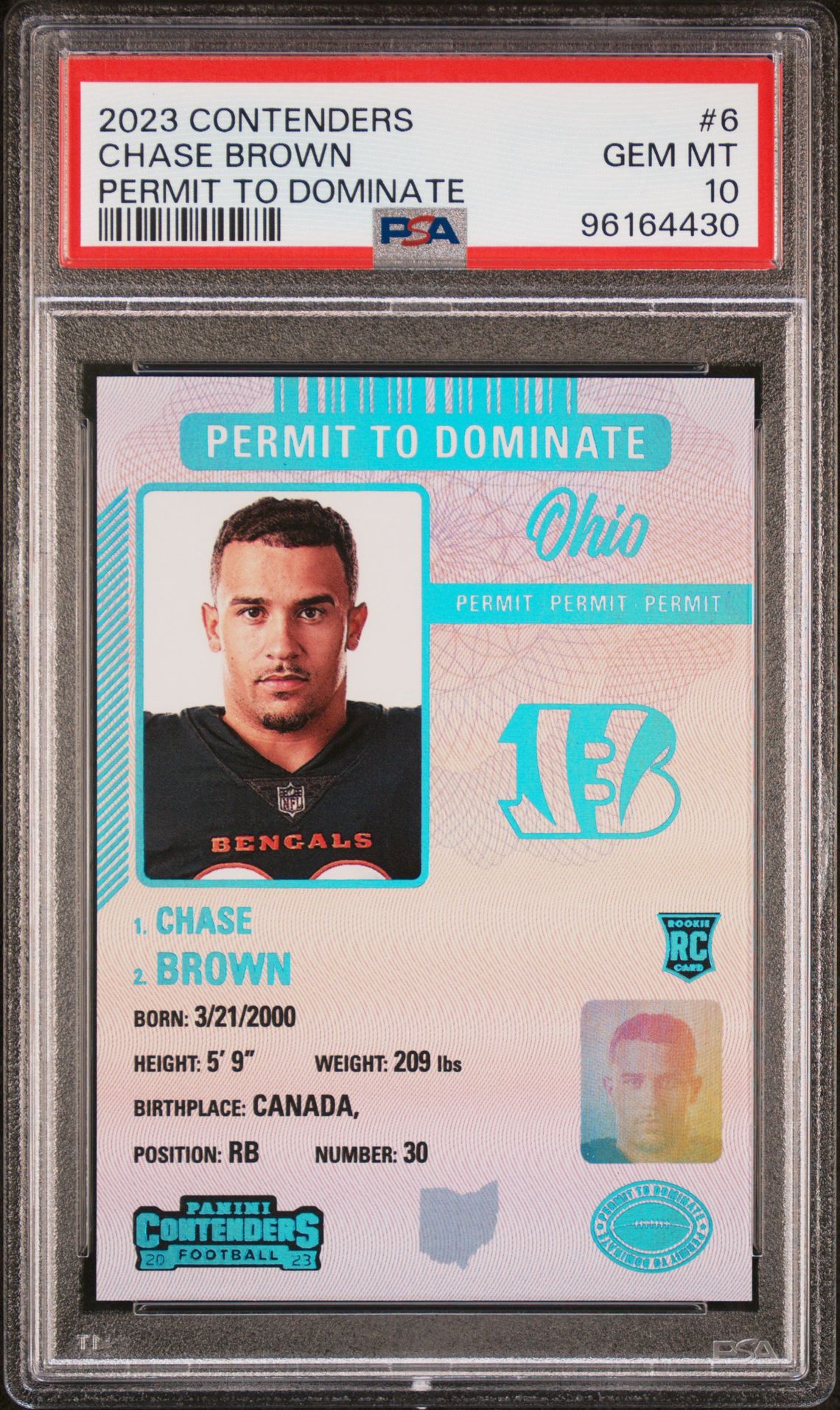 2023 Panini Contenders #6 Chase Brown front