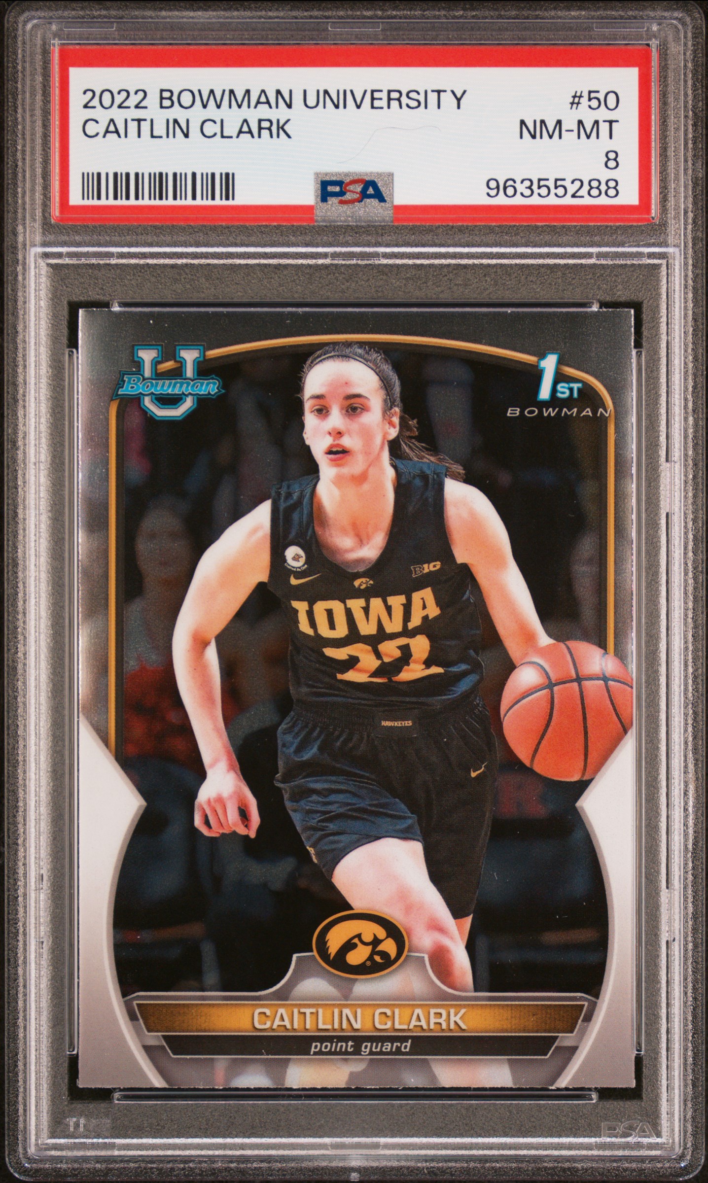 2022 Bowman Chrome University Caitlin Clark #50 Nm-Mt 8 front