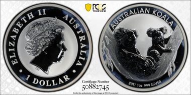 2011-P $1 Koala Ag MS66