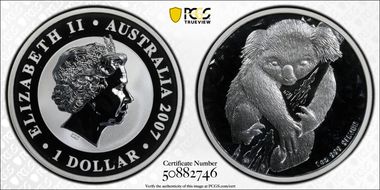 2007-P $1 Koala Ag SP70