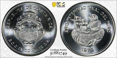 1979 100 Col Year of the Child KM-206  Ag MS67