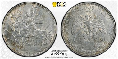 1910 Peso Caballito KM-453  Ag MS61