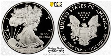 2021-W  $1 Silver Eagle - Type 1 PR70DCAM