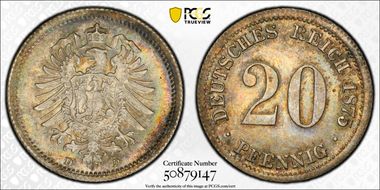 1875-D 20 Pfg J-5 MS65