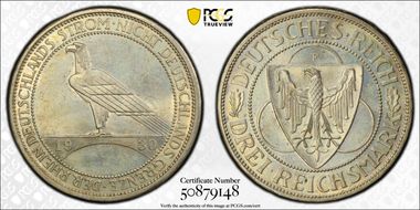 1930-F 3 Mk Rhineland J-345 MS64