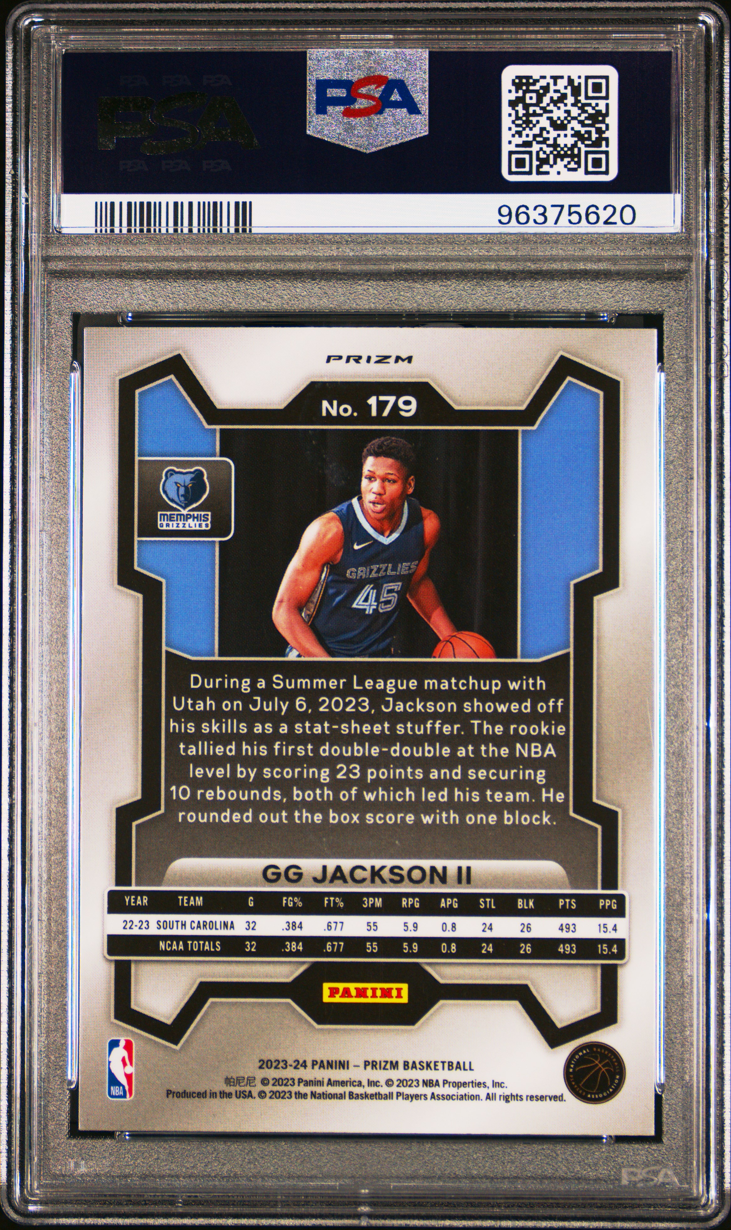 2023 Panini Prizm Gg Jackson Ii #179 (Green Prizm) Mint 9 back