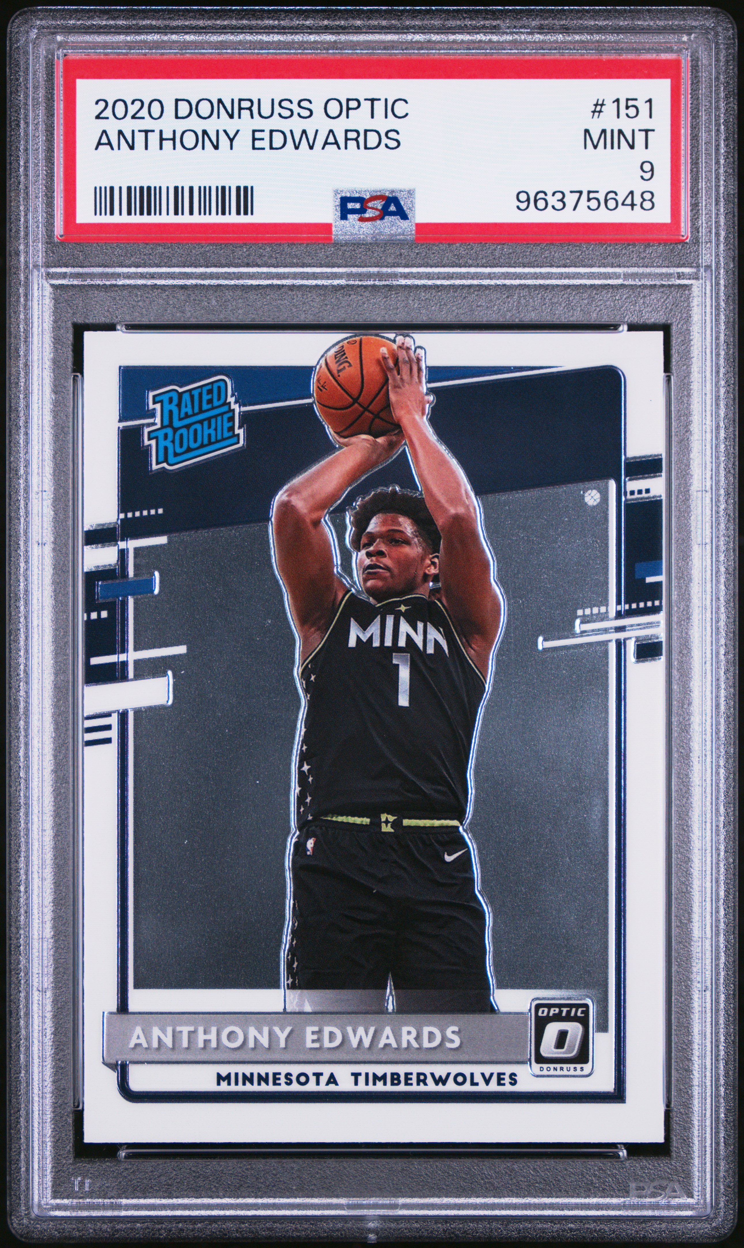 2020 Panini Donruss Optic Anthony Edwards #151 Mint 9 front