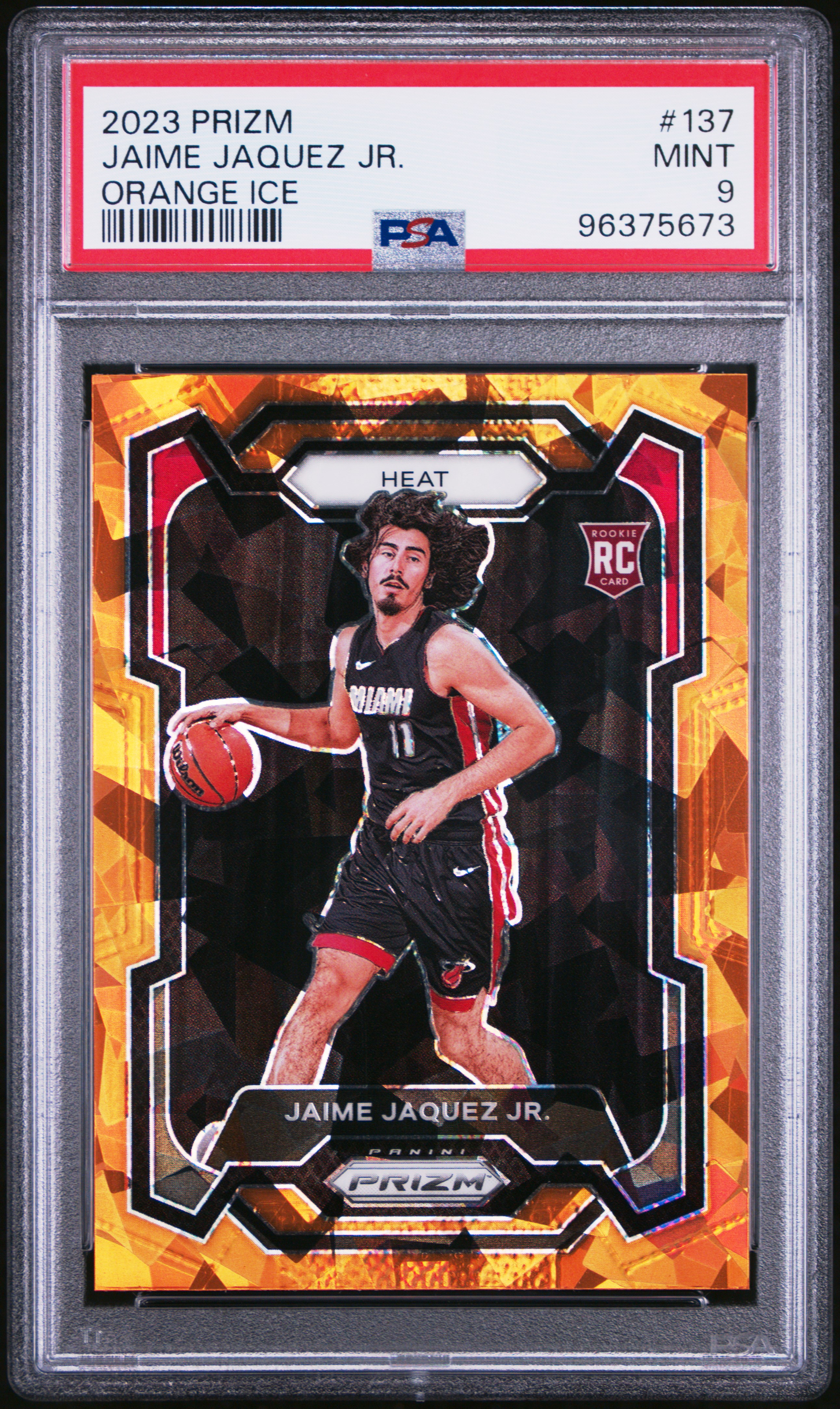 2023 Panini Prizm Jaime Jaquez Jr. #137 (Orange Ice) Mint 9 front