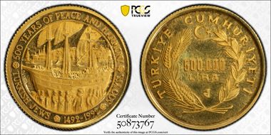 1992 500K L Turkish Jews PR68DCAM