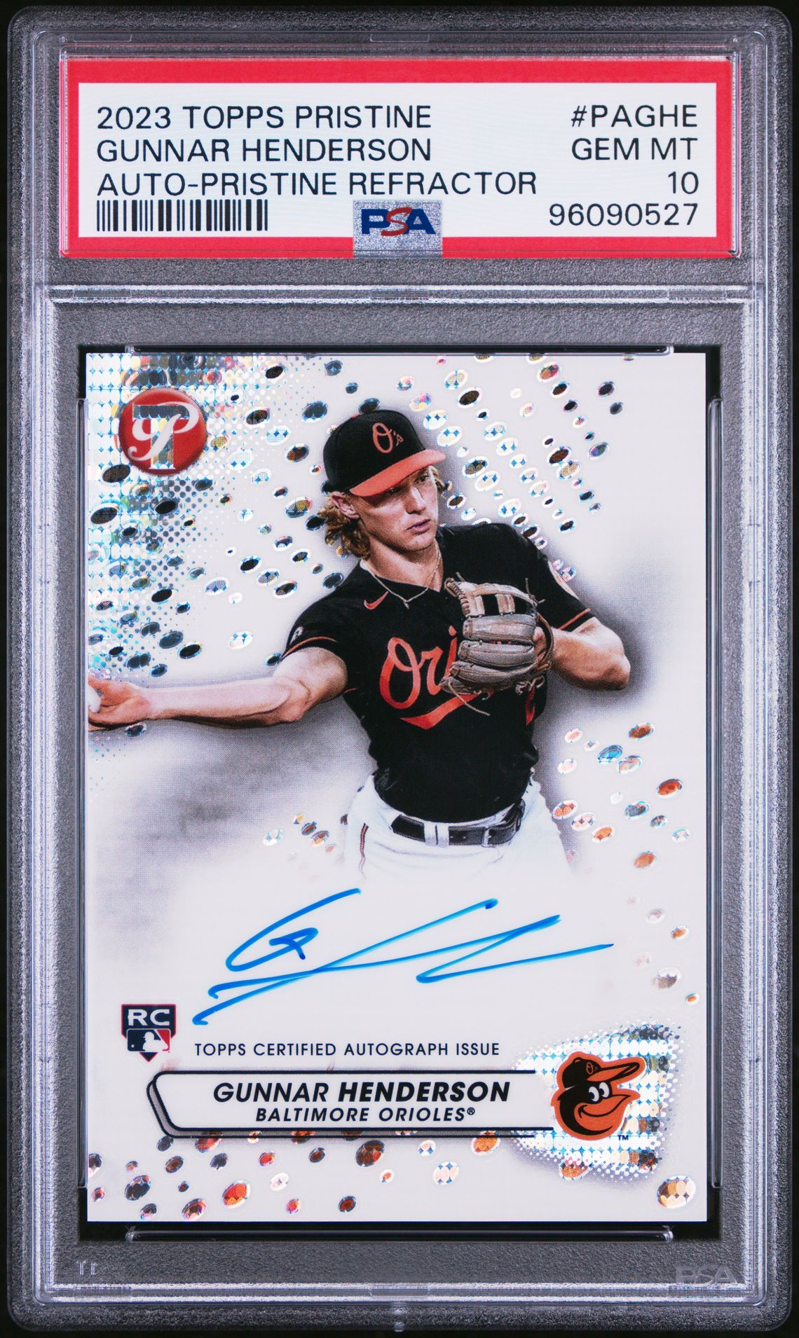 2023 Topps TOPPS PRISTINE PRISTINE AUTOGRAPH PRISTINE REFRACTOR #PAGHE Gunnar Henderson front