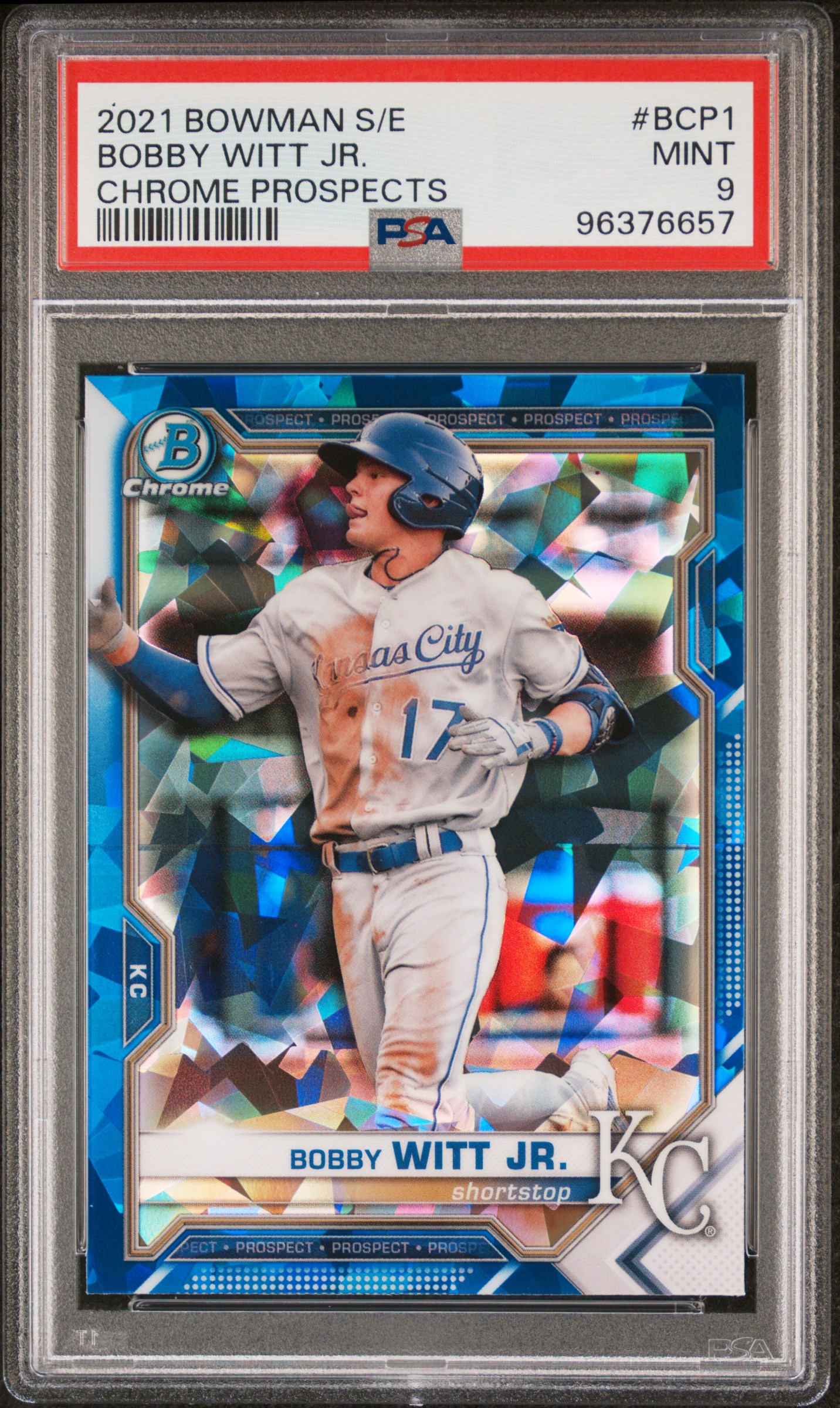 2021 Bowman Sapphire Edition Chrome Prospects Bobby Witt Jr. #Bcp1 (Chrome Prospects) Mint 9 front