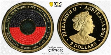 2021 $2 50th Ann Aboriginal Flag Colorized PR69DCAM