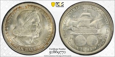 1893 50C Columbian MS64