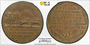 (c.1797) Tk 1/2D DH-363 Middlesex, Mail Coach AU58BN