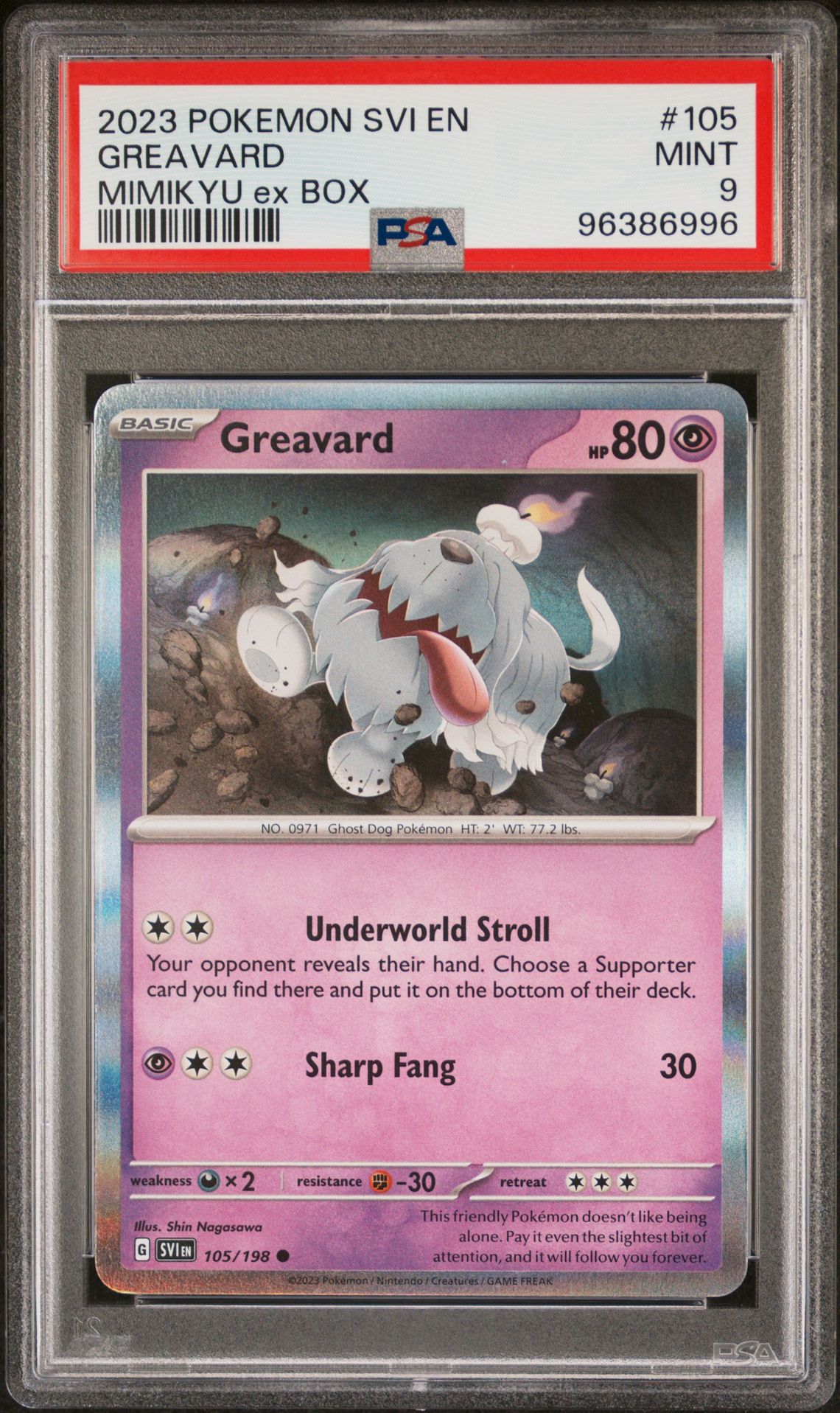 2023 Pokemon POKEMON SVI EN-SCARLET & VIOLET MIMIKYU EX BOX #105 Greavard front