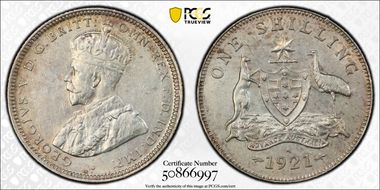 1921(sy) Shil Star KM-26  Ag AU58