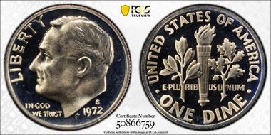1972-S 10C PR69CAM