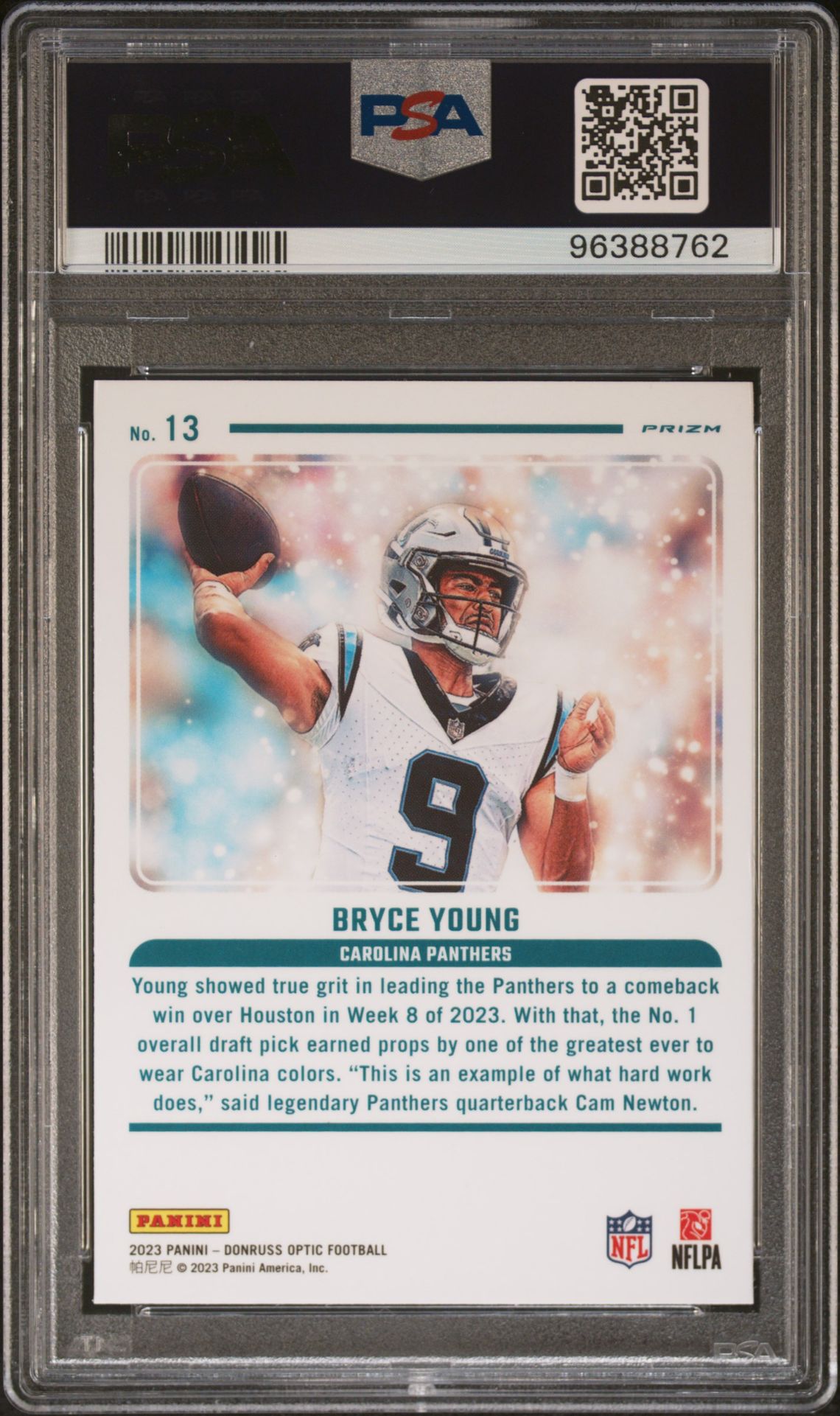 2023 Panini Donruss Optic Mythical Bryce Young #13 Gem Mt 10 back