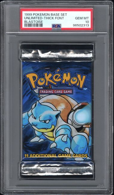 Pokemon - 1999 Unlimited-Thick Font Blastoise Base Set Pack PSA 10