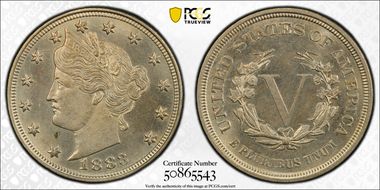 1883 5C No CENTS MS62