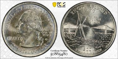 2001-D 25C Rhode Island MS65