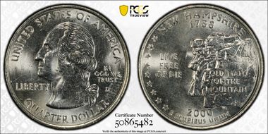 2000-D 25C New Hampshire MS63