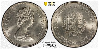 1972 25p S-LL1 Silver Anniversary Cu/Ni MS65