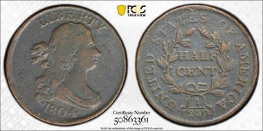 1804 1/2C Plain 4, No Stems N1BN