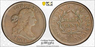 1804 1/2C Plain 4, No Stems N1BN