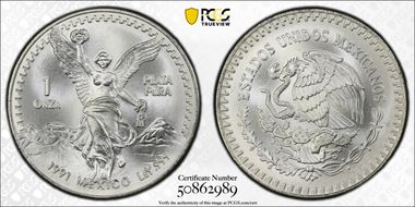 1991-Mo Onza Libertad Ag T2 - PLaTA PuRA MS69