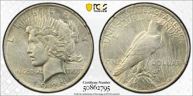 1923 $1 VAM 1F Chin Bar N1